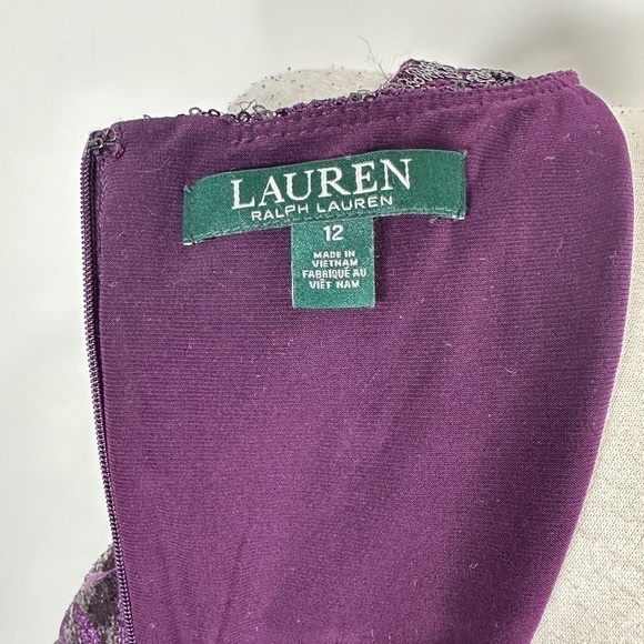 Lauren by Ralph Lauren Purple Sequin Netting Party Dress Sz 12 - Picture 8 of 9